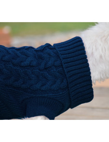 Nayeco Dark Blue Braid Knitted Sweater - пуловер за кучета 30 см