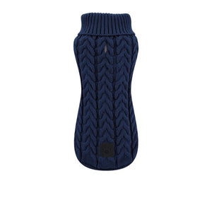 Nayeco Dark Blue Braid Knitted Sweater - пуловер за кучета 20 см