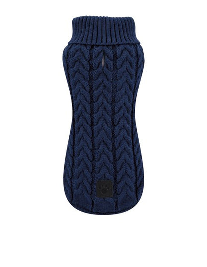 Nayeco Dark Blue Braid Knitted Sweater - пуловер за кучета 20 см