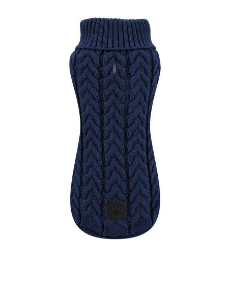 Nayeco Dark Blue Braid Knitted Sweater - пуловер за кучета 40 см