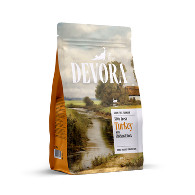 Devora Cat Turkey, Chicken and Duck - суха храна за котки с пилешко, пуешко и патешко