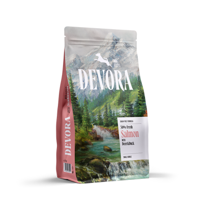 Devora Dog Adult Mini Deer and Salmon - суха храна за кучета от малки породи с еленско и сьомга