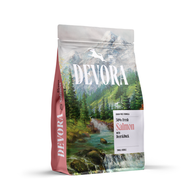 Devora Dog Adult Mini Deer and Salmon - суха храна за кучета от малки породи с еленско и сьомга