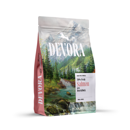 Devora Dog Adult Mini Deer and Salmon - суха храна за кучета от малки породи с еленско и сьомга