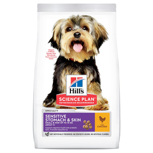 Hills Science Plan Small and Mini Sensitive Stomach and Skin Adult - суха храна с пилешко за кучета с чувствителен стомах и кожа 5+1 кг