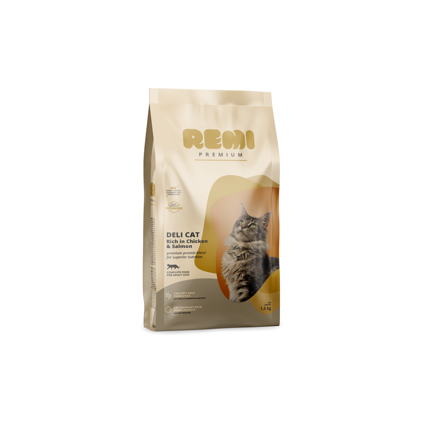 Remi Premium Deli Cat Chicken and Salmon - суха храна за котки с пилешко и сьомга