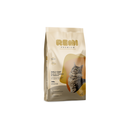 Remi Premium Deli Cat Chicken and Salmon - суха храна за котки с пилешко и сьомга