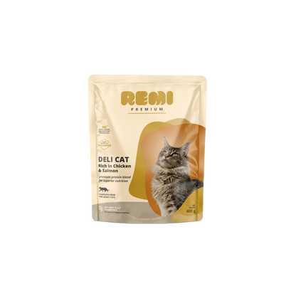 Remi Premium Deli Cat Chicken and Salmon - суха храна за котки с пилешко и сьомга
