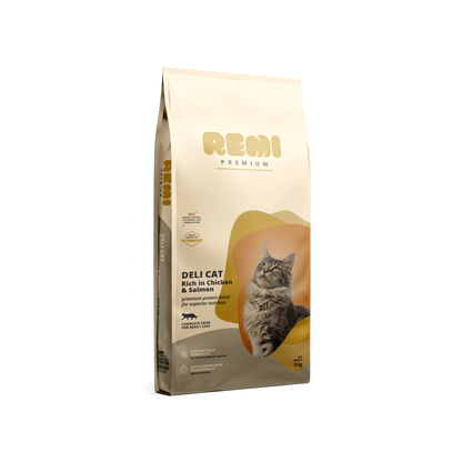 Remi Premium Deli Cat Chicken and Salmon - суха храна за котки с пилешко и сьомга