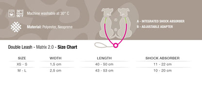 Max Molly Double Leash Matrix 2.0 XS-S - двоен повод 40 - 50 см / 1,5 см