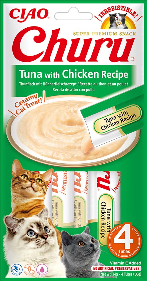 Inaba Churu Тuna with Chicken - кремообразно лакомство с риба тон и пилешко 4 х 14 гр