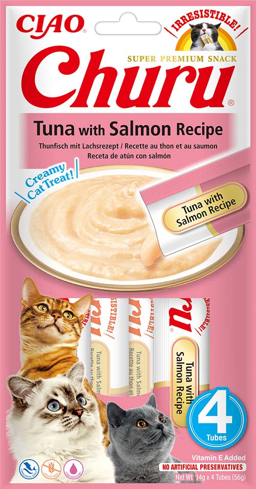 Inaba Churu Tuna with Salmon - кремообразно лакомство с риба тон и сьомга 4 х 14 гр
