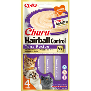 Inaba Churu Hairball Tuna - кремообразно лакомство контрол на космените топки с риба тон 4 х 14 гр
