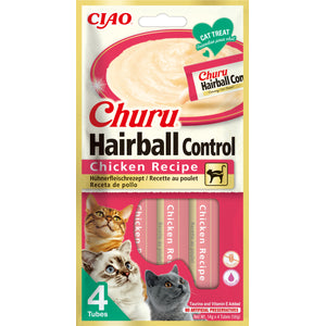 Inaba Churu Hairball Chicken - кремообразно лакомство контрол на космените топки с пиле 4 х 14 гр