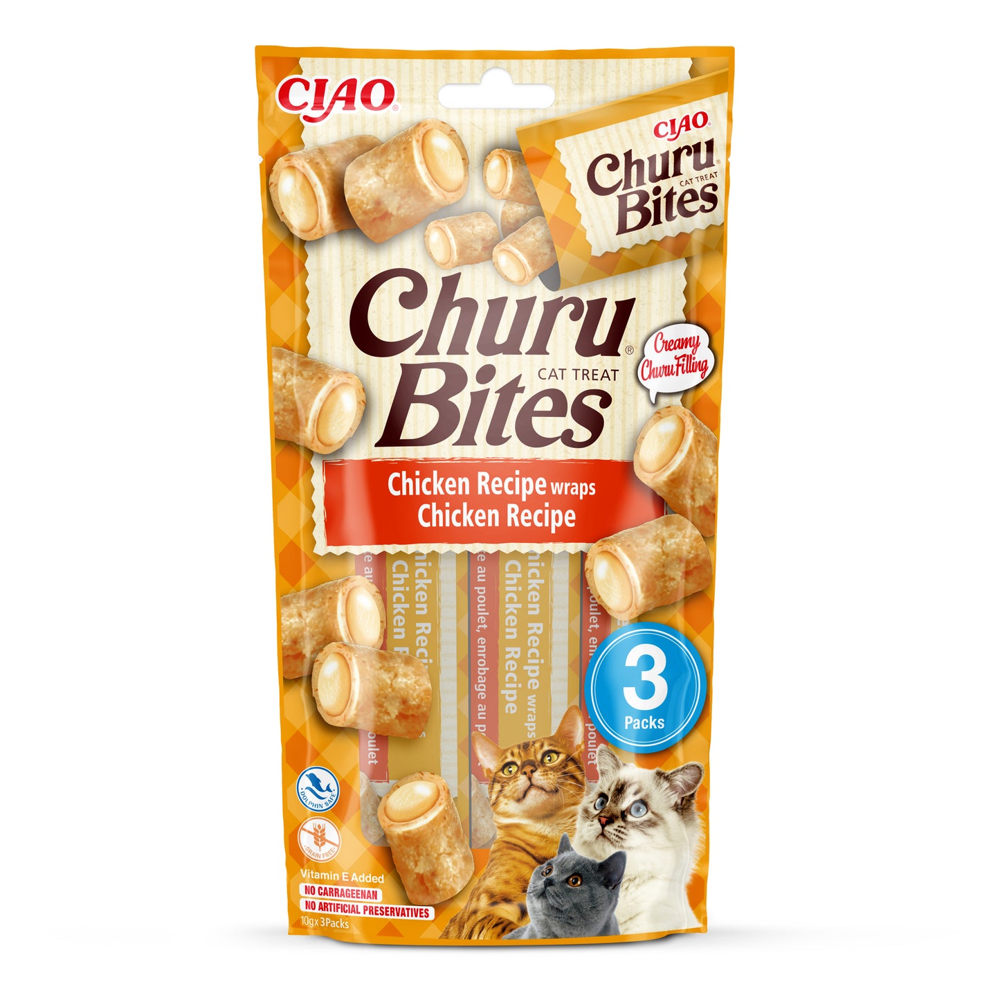Inaba Churu Bites Chicken - лакомство за котки с пилешко 3 х 10 гр