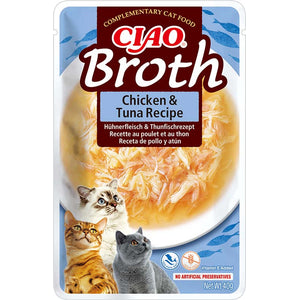 Inaba Ciao Broth Chicken with Tuna - пауч за котки с пилешко и риба тон в бульон 40 гр