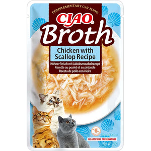 Inaba Ciao Broth Chicken with Scallop - пауч за котки с пилешко и миди в бульон 40 гр
