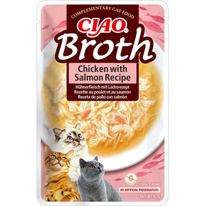 Inaba Ciao Broth Chicken with Salmon - пауч за котки с пилешко и сьомга в бульон 40 гр