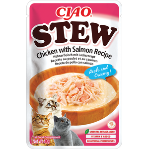Inaba Ciao Stew Chicken and Salmon - чисто пилешко месо и сьомга в бульон от миди 40 гр