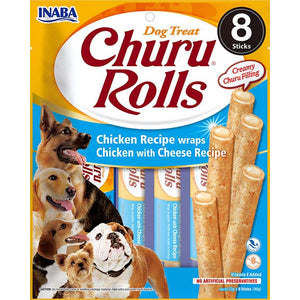 Inaba Churu Rolls Chicken with Cheese - лакомство за куче с пилешко и сирене 8 х 12 гр