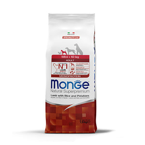 Monge Monoprotein Mini Adult Lamb - суха храна за кучета от мини породи с агнешко, ориз и картофи 7,5 кг