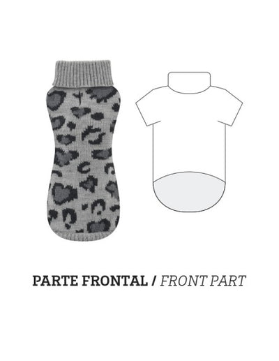 Nayeco Grey Leopard Knitted Sweater - пуловер за кучета 40 см