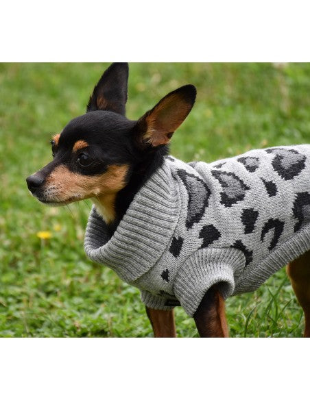 Nayeco Grey Leopard Knitted Sweater - пуловер за кучета 35 см