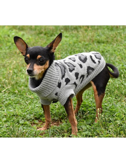 Nayeco Grey Leopard Knitted Sweater - пуловер за кучета 25 см