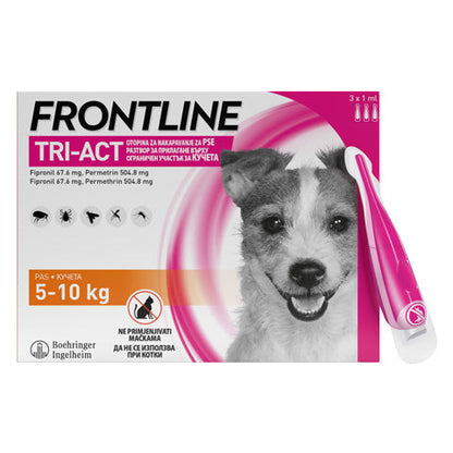 РАЗПРОДАЖБА Frontline Tri-Act - спот он форма с разтвор против бълхи и кърлежи, с репелентно действие срещу кърлежи и комари за кучета