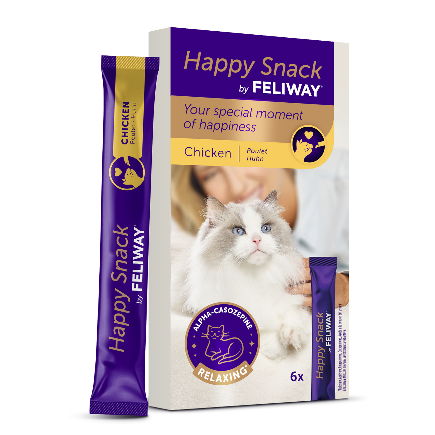 РАЗПРОДАЖБА Feliway Happy Snack - лакомство за котки с успокояващо действие с вкус на пилешко 6 бр
