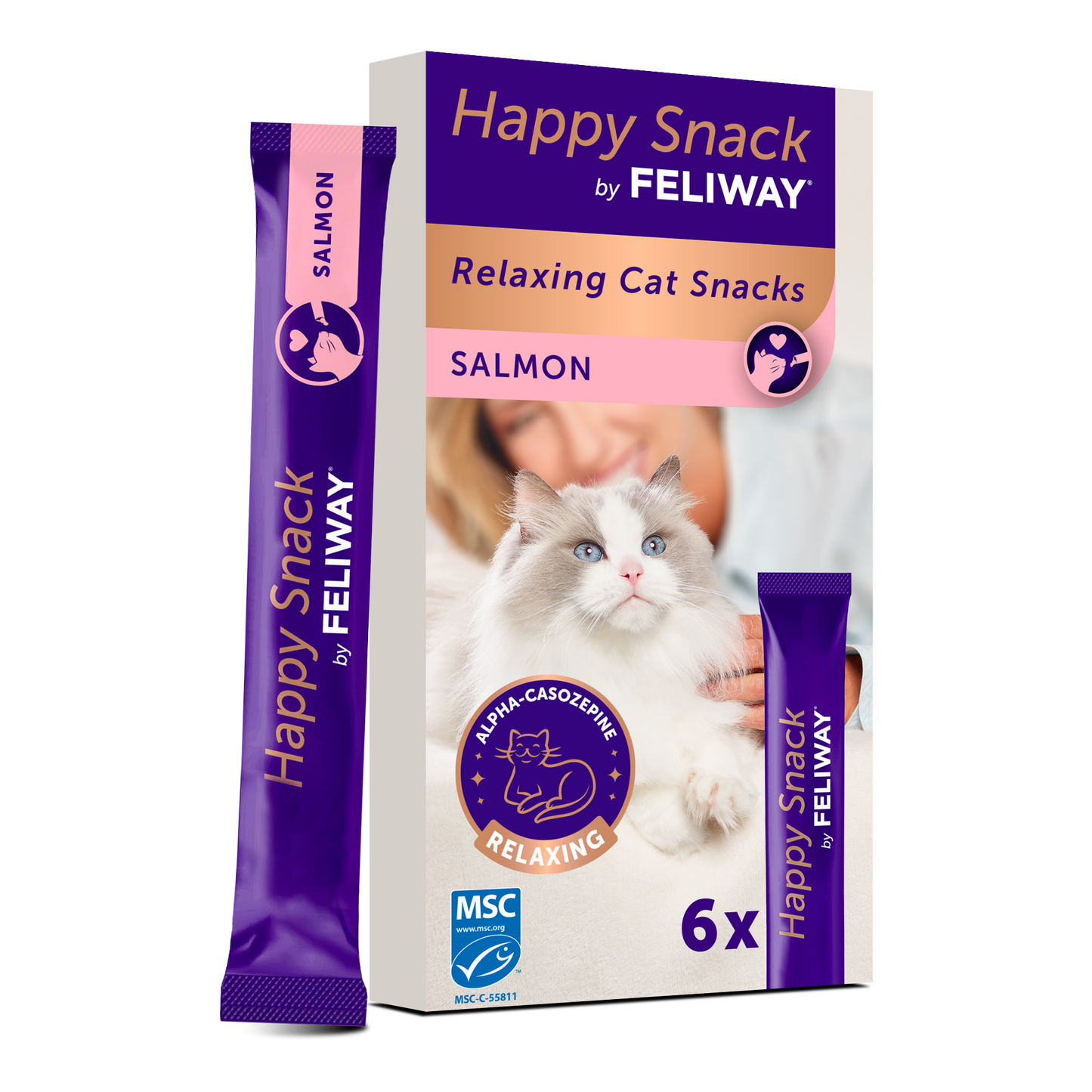 Feliway Happy Snack - лакомство за котки с успокояващо действие с вкус на сьомга 6 бр