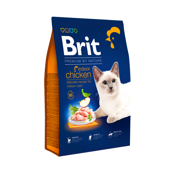 Brit Premium by Nature Cat Indoor Chicken - суха храна с пилешко месо за котки отглеждани на закрито