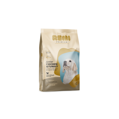 Remi Premium Junior Medium and Large Breed Chicken and Turkey - суха храна за кученца от средни породи с пилешко и пуешко месо