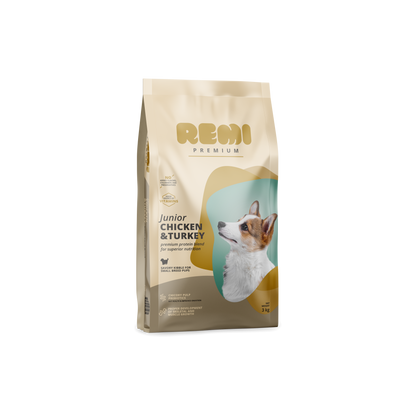Remi Premium Junior Small Breed Chicken and Turkey - суха храна за кученца от малки породи с пилешко и пуешко месо