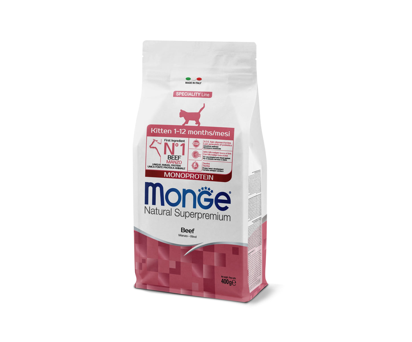 Monge Natural Superpremium Monoprotein Kitten Beef - пълноценна суха храна за котенца с телешко месо 400 гр