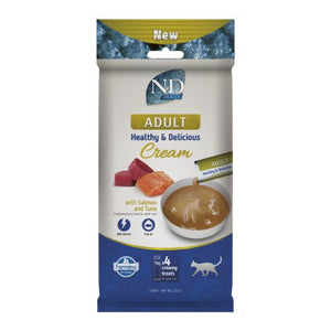 N&D Ocean Cat Cream with Tuna and Salmon Adult - кремообразни лакомства за котки с риба тон и сьомга 4 x 15 г