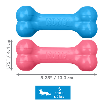 KONG Puppy Goodie Bone S - гумен кокал с отвори за лакомства за кученца 13.3 см