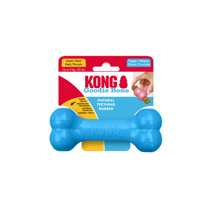 KONG Puppy Goodie Bone S - гумен кокал с отвори за лакомства за кученца 13.3 см