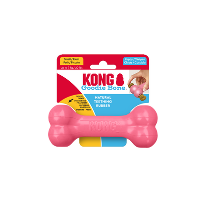 KONG Puppy Goodie Bone S - гумен кокал с отвори за лакомства за кученца 13.3 см