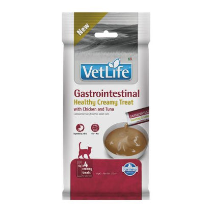 Vet Life Cat Gastrointestinal Creamy Treat with Chicken and Tuna - лечебни кремообразни лакомства за котки с храносмилателни проблеми 4 x 15 г