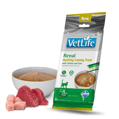 Vet Life Cat Renal Creamy Treat with Chicken and Tuna - лечебни кремообразни лакомства за котки с бъбречни заболявания 4 x 15 г