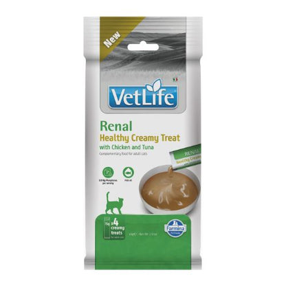 Vet Life Cat Renal Creamy Treat with Chicken and Tuna - лечебни кремообразни лакомства за котки с бъбречни заболявания 4 x 15 г