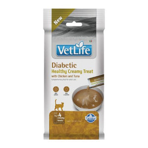 Vet Life Cat Diabetic Creamy Treat with Chicken and Tuna - лечебни кремообразни лакомства за котки с диабет 4 x 15 г