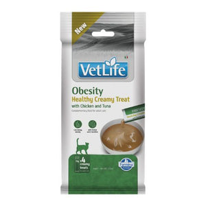 Vet Life Cat Obesity Creamy Treat with Chicken and Tuna - лечебни кремообразни лакомства за котки за контрол на теглото 4 x 15 г