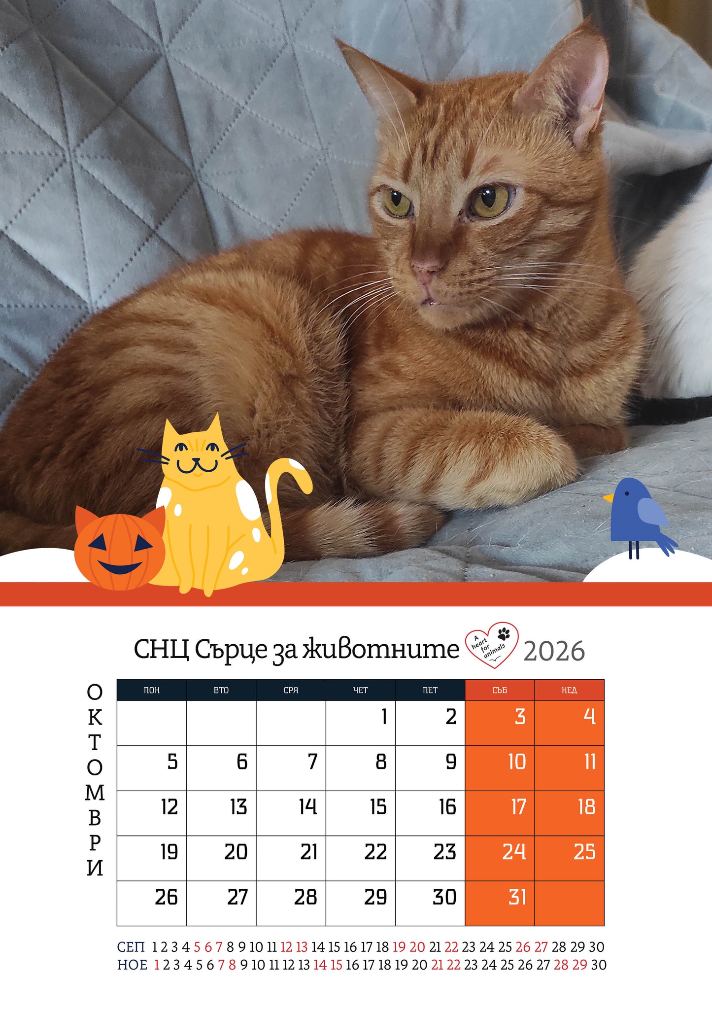 Сърце за животните - дарителски календар за 2026 година