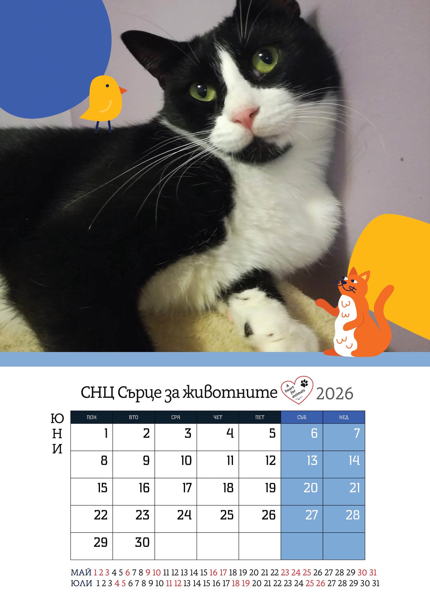 Сърце за животните - дарителски календар за 2026 година