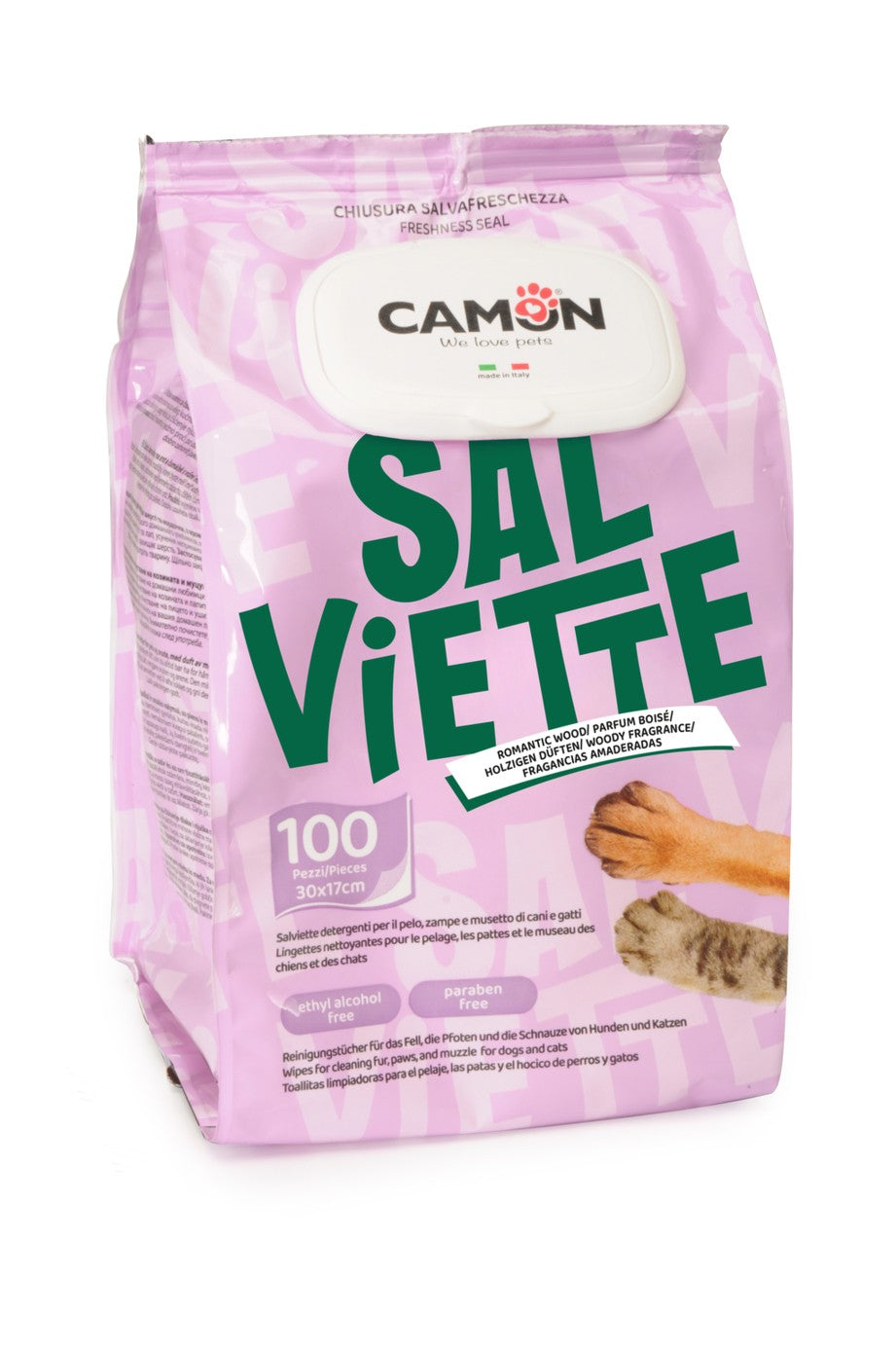 Camon Salviette - мокри кърпички за почистване с аромат на кехлибар 100 броя