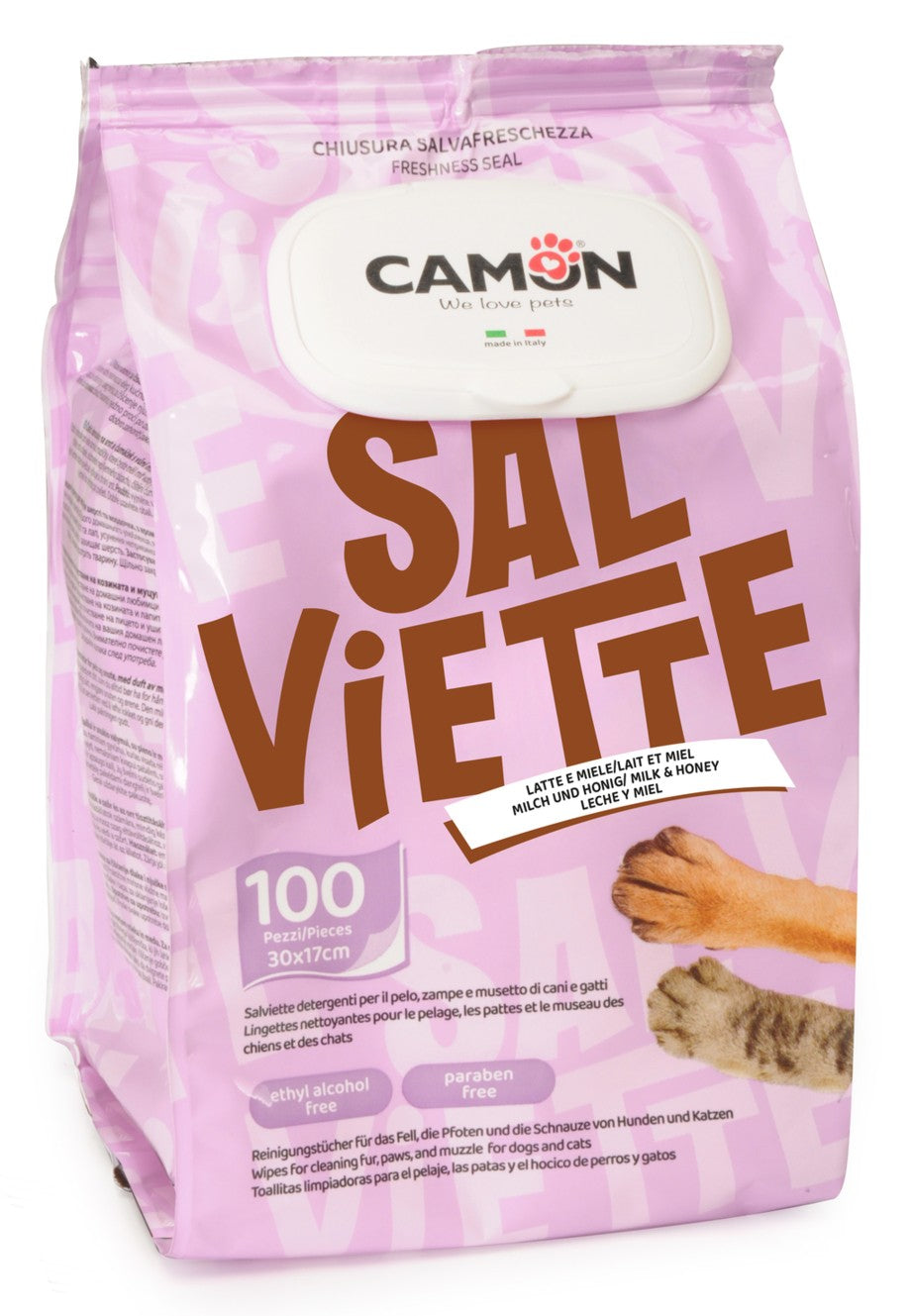 Camon Salviette - мокри кърпички за почистване с аромат на кехлибар 100 броя