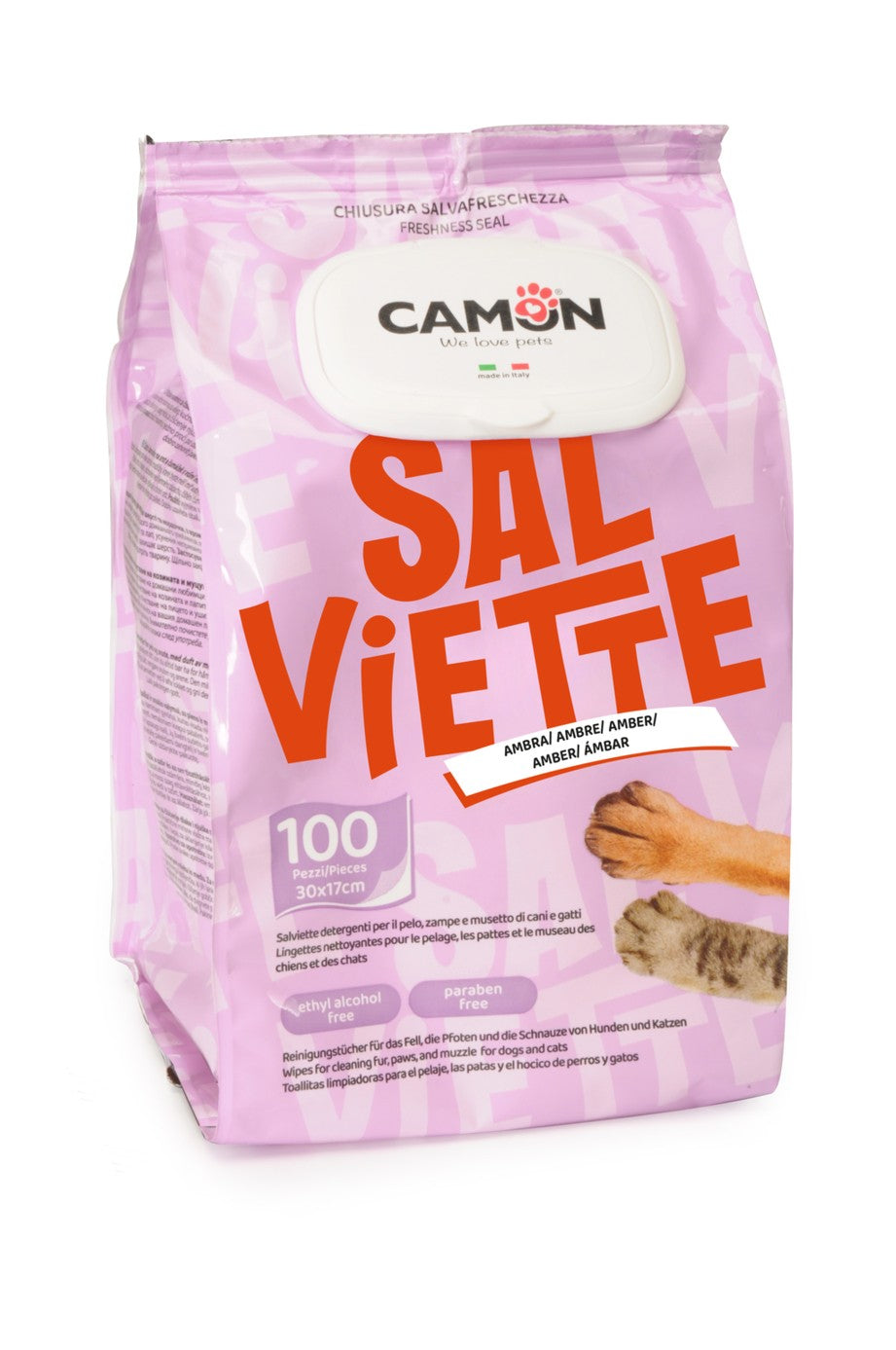 Camon Salviette - мокри кърпички за почистване с аромат на кехлибар 100 броя