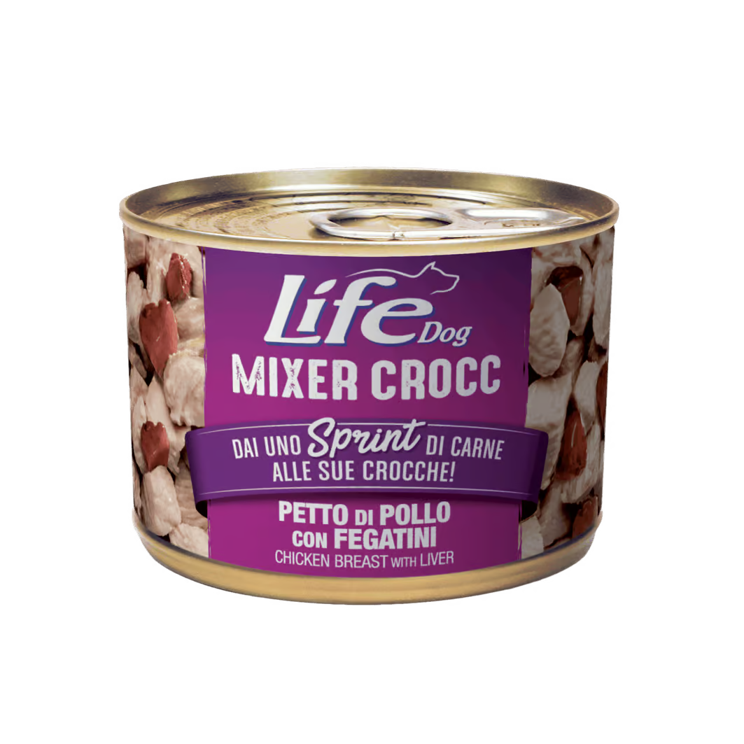 Life Natural Mixer Crocc Chicken breasts with Liver - допълваща храна за кучета с пилешко месо и дробчета 150 гр